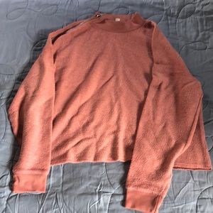 Pink Cropped Sweater with Zipper detail